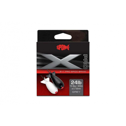 Spomb Splétaná Šňůra X Pro Braid Grey 0,18 mm 300 m