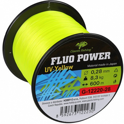 Giants fishing Vlasec Fluo Power UV-Yellow 600m|0,26mm/7,1kg Giants fishing Vlasec Fluo Power UV-Yellow 600m|0,26mm/7,1kg