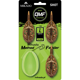Mikado kŕmidlo method feeder shot q.m.f. set l 3x50g + forma 1 sada