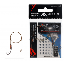 Mikado oceľové lanko vystužené háčikom s obratlíkom 30cm/10kg hnedá 2 ks
