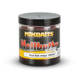 Mikbaits Halibutky v dipe 250ml - Red fish Halibut 20mm