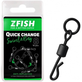 Zfish Obratlík s Krúžkom Quick Change Swivel With Ring Black Matt Veľ 8