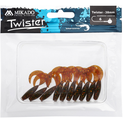 Mikado nástraha twister 38mm/ motoroil gold 10 ks