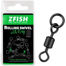 Zfish Obratlík s Krúžkom Rolling Swivel With Ring Black Matt Veľ. 8 Nosnosť 26 kg