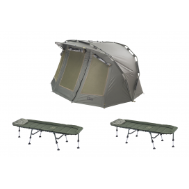 Mivardi Bivak Professional + přehoz + 2x lehátko CamoCODE Express