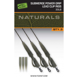 Fox Montáž Naturals Submerge Power Grip Lead Clip Leaders 75 cm 3 ks