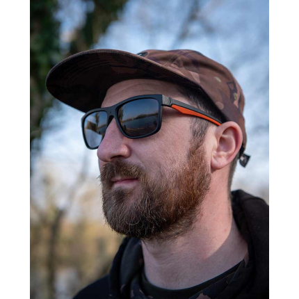 Fox Collection Black Orange Shades - Grey Lens