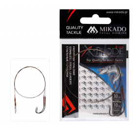 Mikado oceľové lanko vystužené háčikom s obratlíkom 30cm/10kg hnedá 2 ks