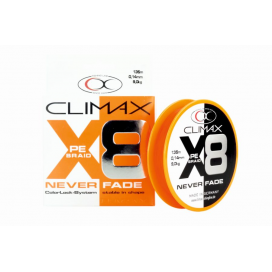 Šňůra Climax Never Fade 8x vláken oranžová 135m Průměr: 0,10mm