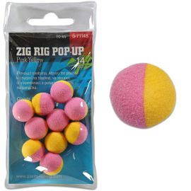 Giants Fishing Penové plávajúce boilies Zig Rig Pop-Up pink-yellow 14mm, 10ks
