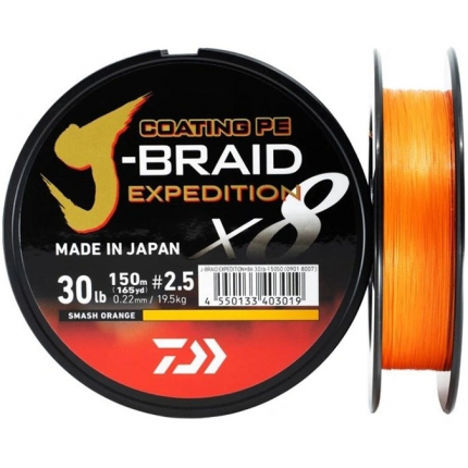 Daiwa Pletená Šnúra J-Braid Expedition X8E Smash Orange 150 m