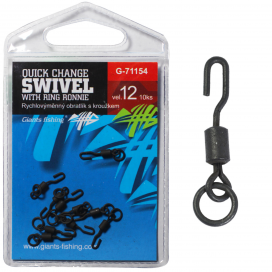 Giants fishing Rýchlovýmenný obratlík s krúžkom Quick Change Swivel with Ring Ronnie, veľ.12/10ks