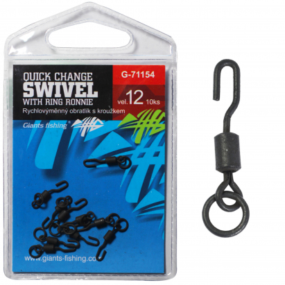 Giants fishing Rýchlovýmenný obratlík s krúžkom Quick Change Swivel with Ring Ronnie, veľ.12/10ks Giants fishing Rýchlovýmenný obratlík s krúžkom Quick Change Swivel with Ring Ronnie, veľ.12/10ks