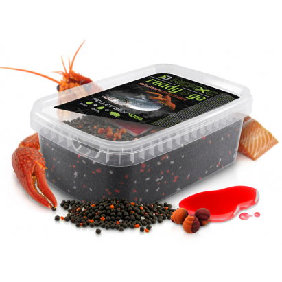 Delphin Pelety Reaxe Ready&Go Pellet Box + Booster a Nástrahy Losos-Rak 400 g Delphin Pelety Reaxe Ready&Go Pellet Box + Booster a Nástrahy Losos-Rak 400 g