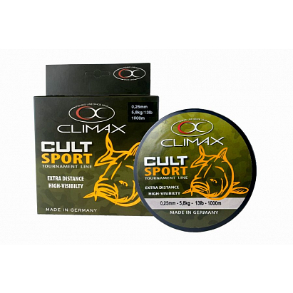 Vlasec na daleké hody CULT Sport Mono fluo žlutý 1000m Průměr: 0,28mm Nosnost: 6,8kg