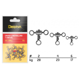 Delphin Obratlík Cross-Line Rollin T Swivel 10 ks #2/28kg