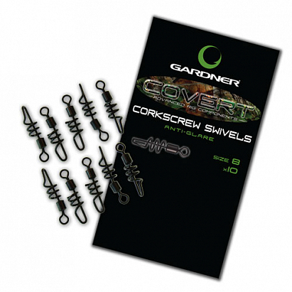 Gardner Obratlíky Covert Corkscrew Swivels, veľ. 8, 10ks Gardner Obratlíky Covert Corkscrew Swivels, veľ. 8, 10ks