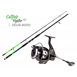 ZFISH Combo Prut Catfish Fighter 2,85m/100-300g + Naviják Zeus ZX 8000