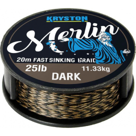 Kryston pletené šnúrky - Merlin fast sinking braid čierny 25lb 20m