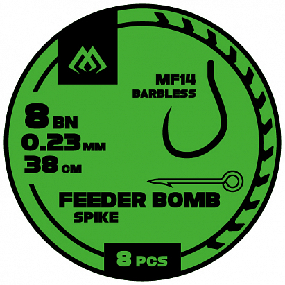 Mikado Fb Rig Mf14 Feeder Bomb Feedrové Návazce S Trnem S Háčky Bezprotihrotu Č. 14 / Monofil 0,18 Mm/38 Cm 8 Ks.